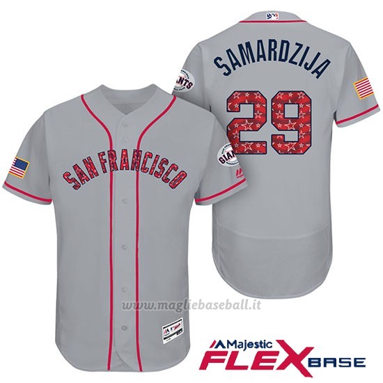 Maglia Baseball Uomo San Francisco Giants 2017 Estrellas y Rayas Jeff Samardzija Grigio Flex Base